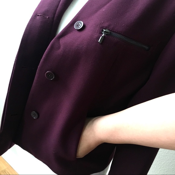 GAP Structured Button Up BLAZER Jacket Burgundy - Picture 3 of 6